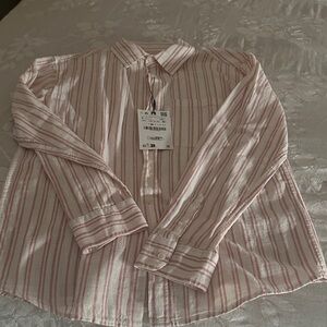 Zara Blush and Cream Striped Blouse